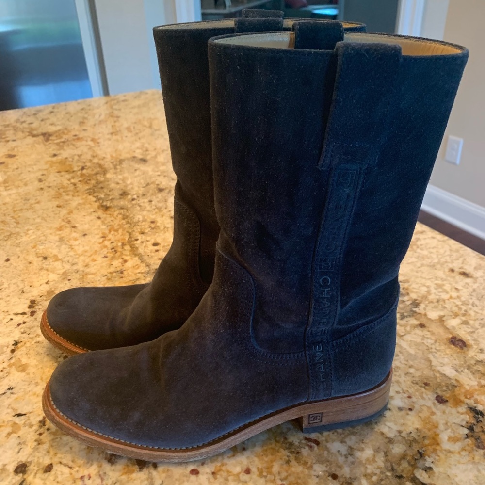 Women’s Chanel Blue Suede Boots 7.5
